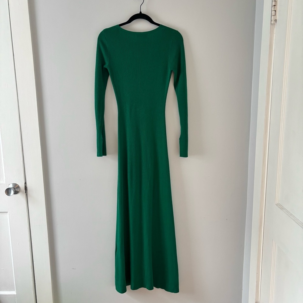 Bec + Bridge Freya Knit V-Neck Maxi Dress Formfitting Stretch Long Sleeve Slit - Picture 7 of 8